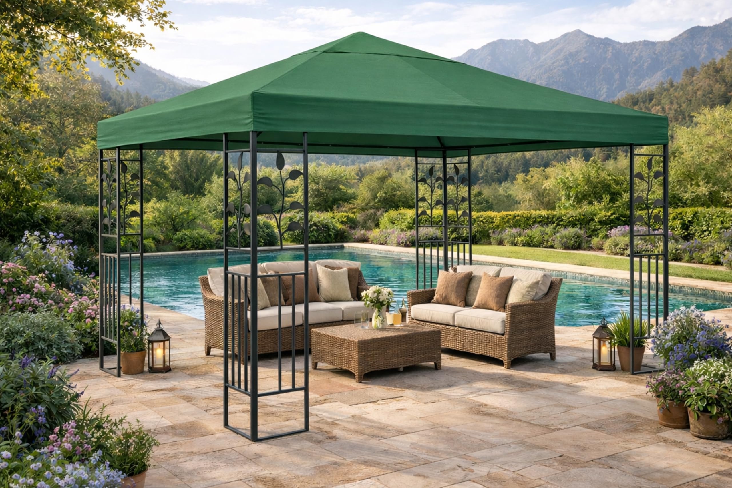 QUICK STAR Tetto di Ricambio per Gazebo 3x3m Verde