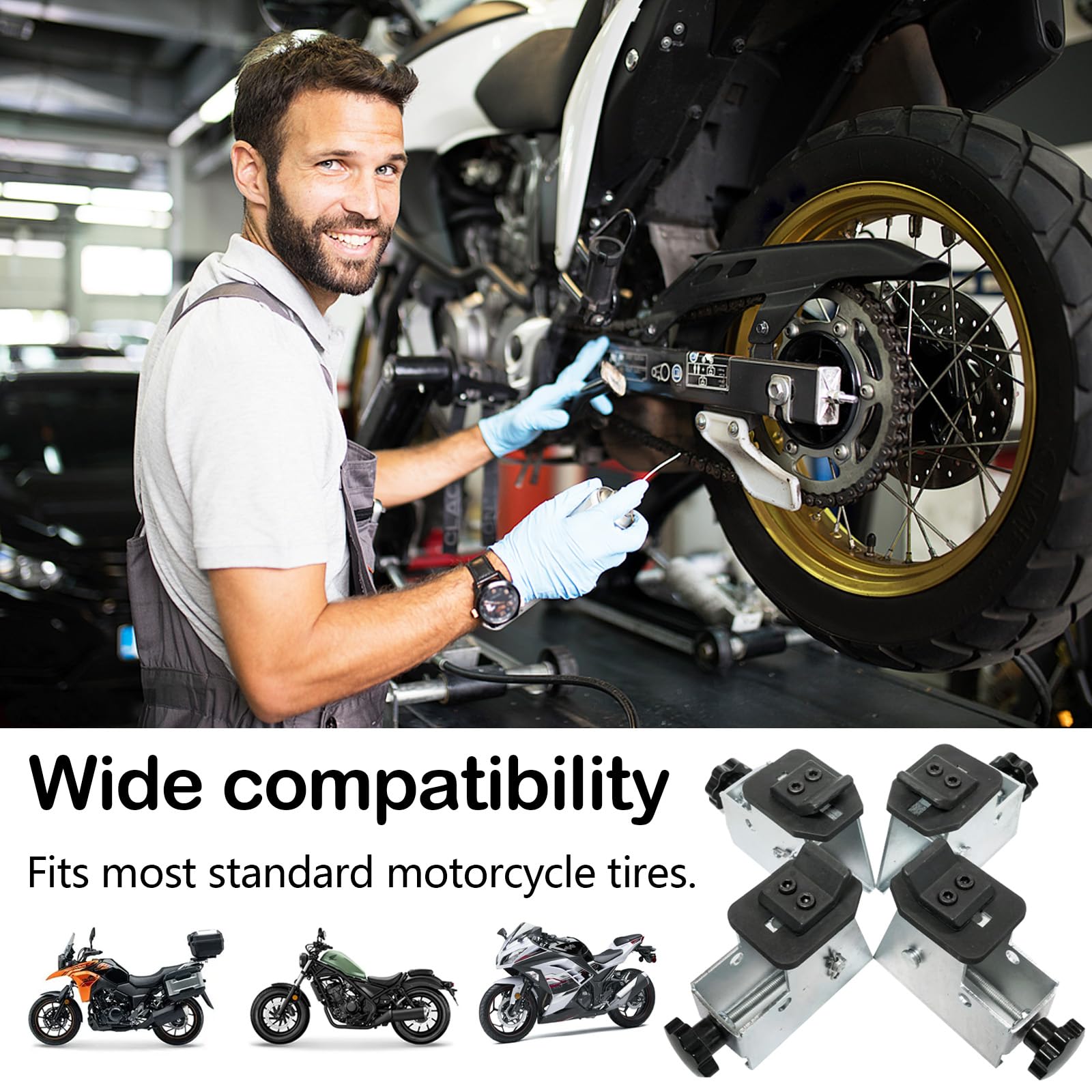 4pcs Adaptador De Motocicleta para Cambiadores De Neumáticos, Adaptador para Desmontadoras De Neumáticos De Menores De 49 mm Mordaza Estándar Acero Superficie Niquelada