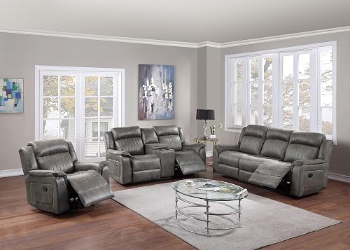 Contemporary Style Manual Motion 3pc Living Room Set Comfortable Recliner