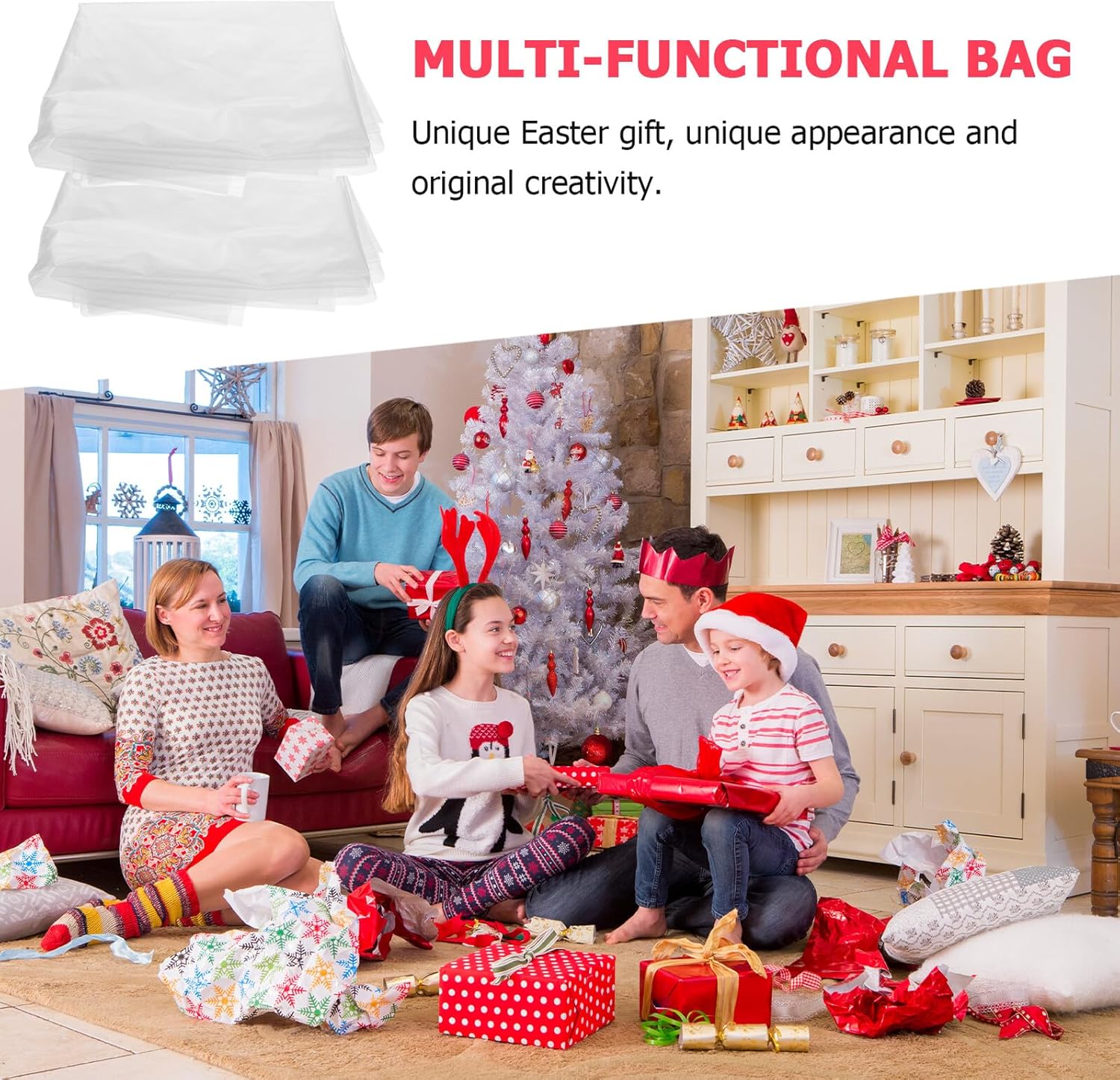 DOITOOL Oversized 2pcs Anti-tear Pe Storage Bags for Bedding and Christmas Tree Cover, Large 120x220cm Dustproof Organizer for Quilt and Holiday Décor Storage