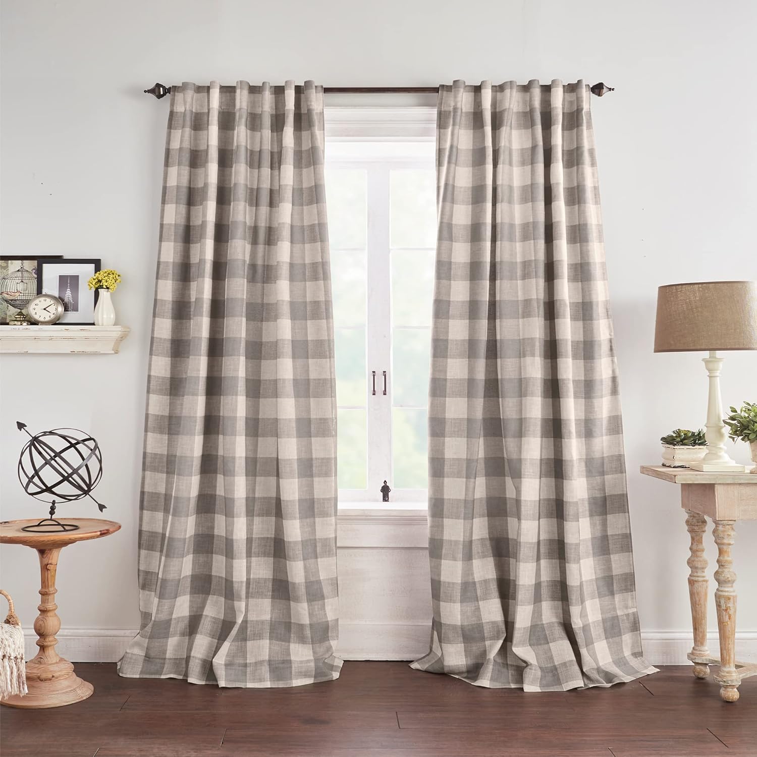 Elrene Home Fashions Farmhouse Living Grainger Buffalo-Check Blackout Window Curtain