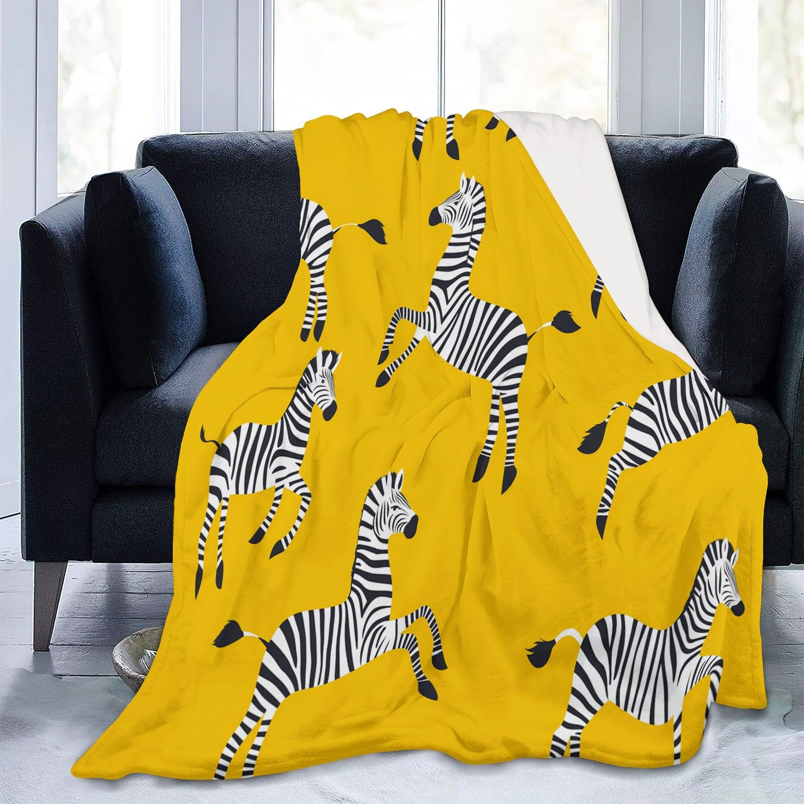 Manta Estampada 220 X 240 cálida Manta acogedora sofá Mantas Mantas de Cebra de Estilo Simple Coperta Microfibra Pelosa, per Letto Soggiorno Amarillo