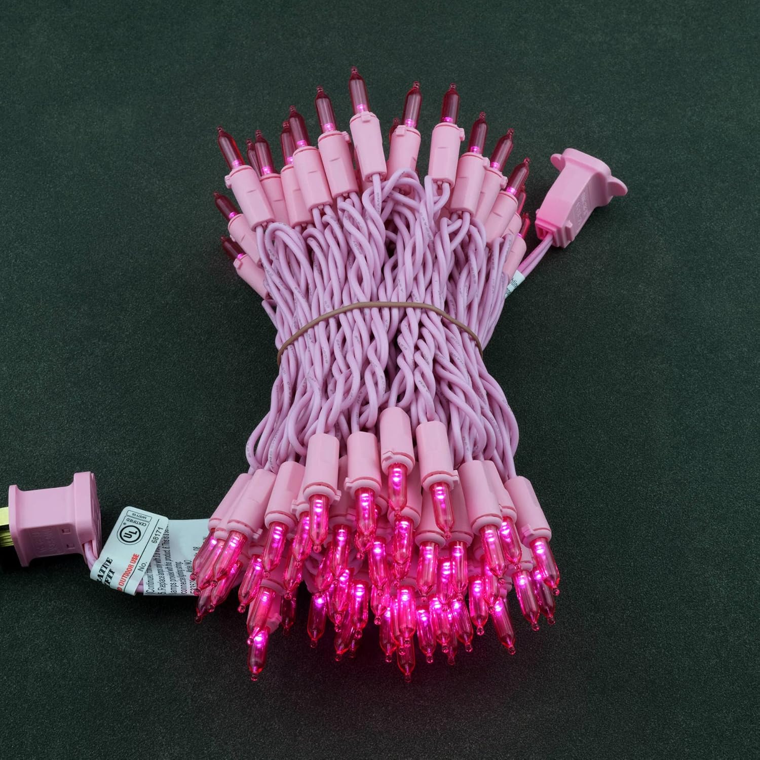 YULETIME Pink LED Christmas Lights with Pink Wire, 33 ft 100 Count UL Certified Commercial Grade Holiday String Light Set - Image 2