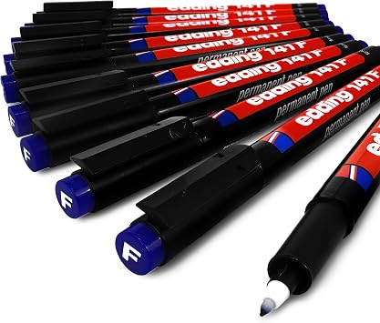 Edding 141F Permanent Pen - Fine 0.6mm Nib - Box of 10 Blue
