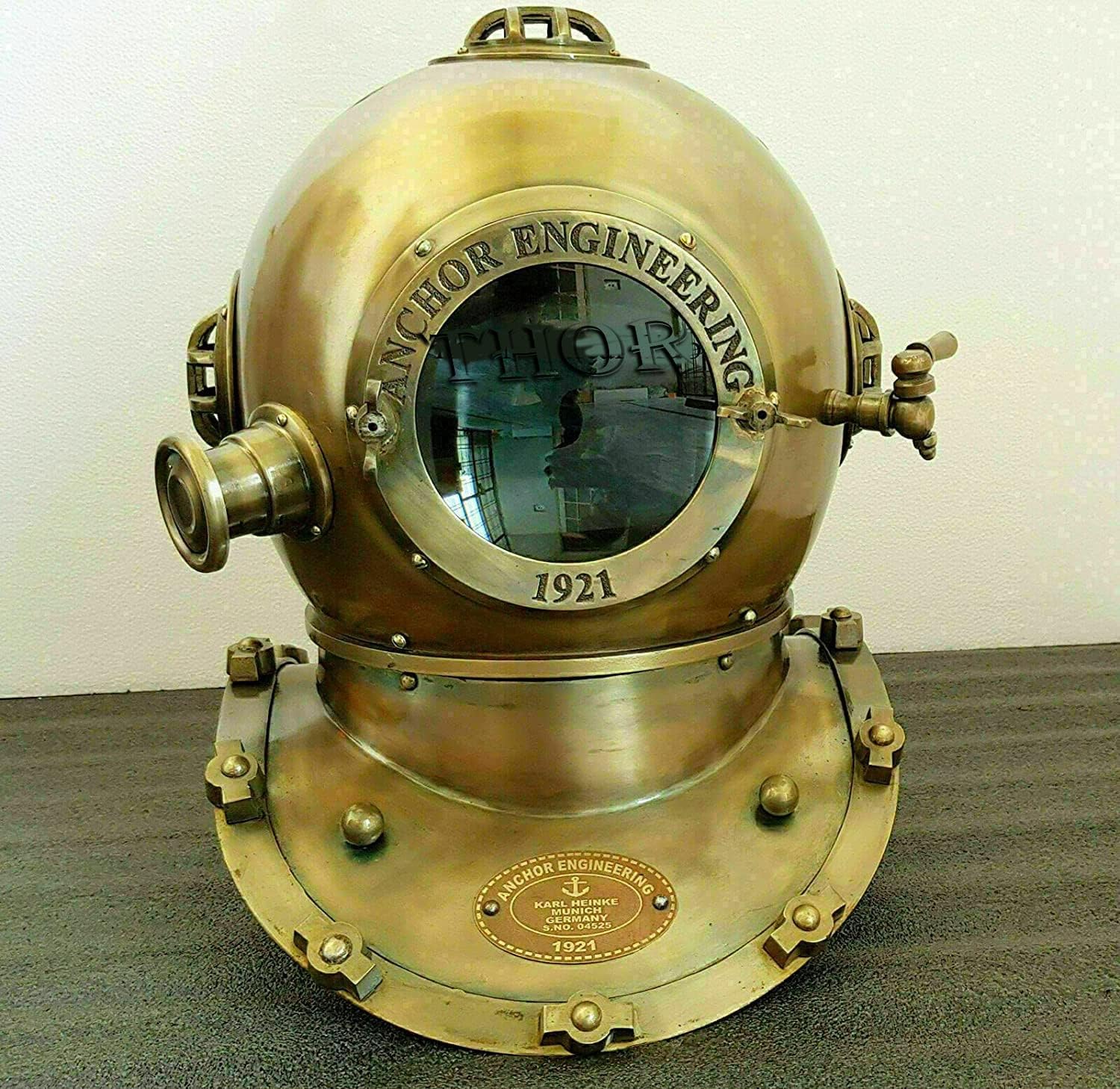Vintage 18" Diving Helmet Maritime 1921 Anchor Engineering Deep SCA Antique Scuba Divers Helmet Replica Reproduction Rustic Vintage Home Decor Gifts