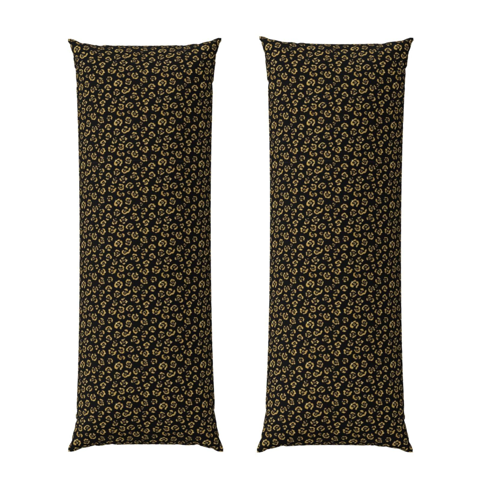 Body Pillow Cover 20x60 Gold Glitter Wild Animal Black Cheetah Leopard Ptint, Zippered Microfiber Pillowcase, Soft Cozy Cushion Case, Wrinkle Fade Resistant for Bed Couch