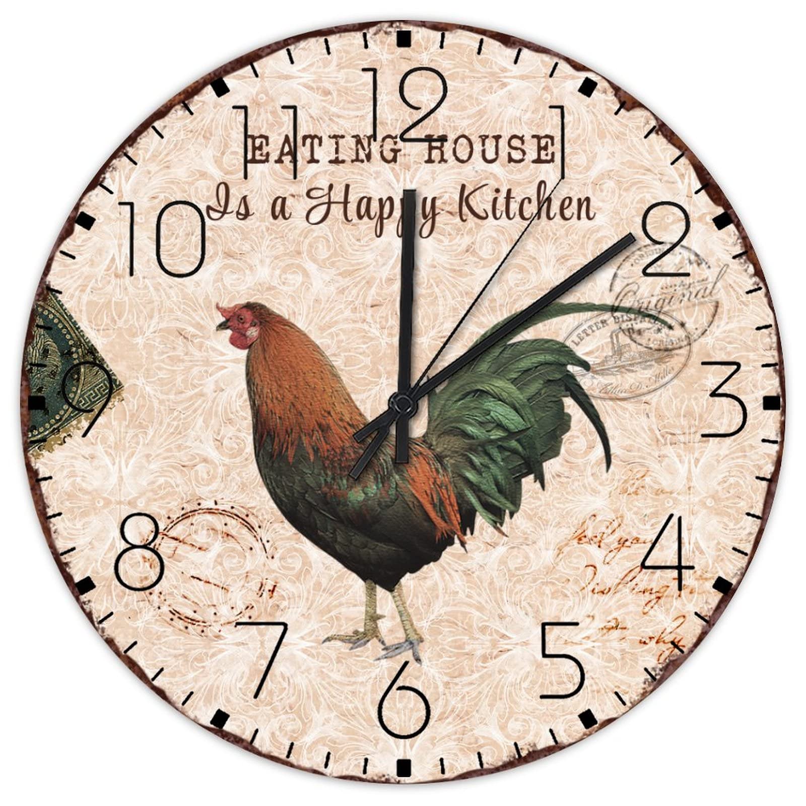 Horloge murale rétro en bois de 30,5 cm pour décoration murale de chambre ou cuisine