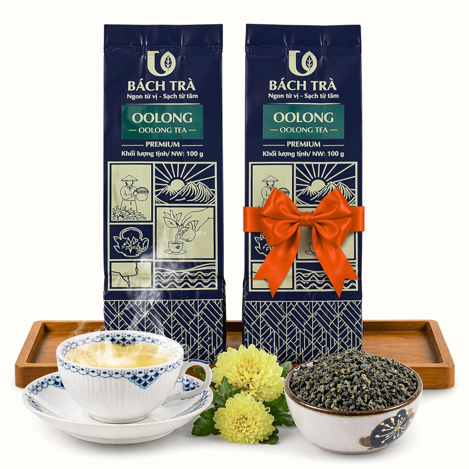 BACH TRA Oolong Tea Loose Leaf – 2 Pack (7.16 oz Total) | Premium Vietnamese Tea | Smooth & Aromatic Flavor | Great Value Pack