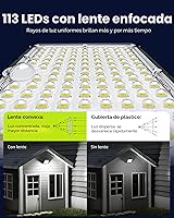 Vista 3 de JACKYLED Luces Solares para Exteriores con Sensor de Movimiento, 113LED Luces de Inundación Solares Blanco Frío, Impermeables del Atardecer al