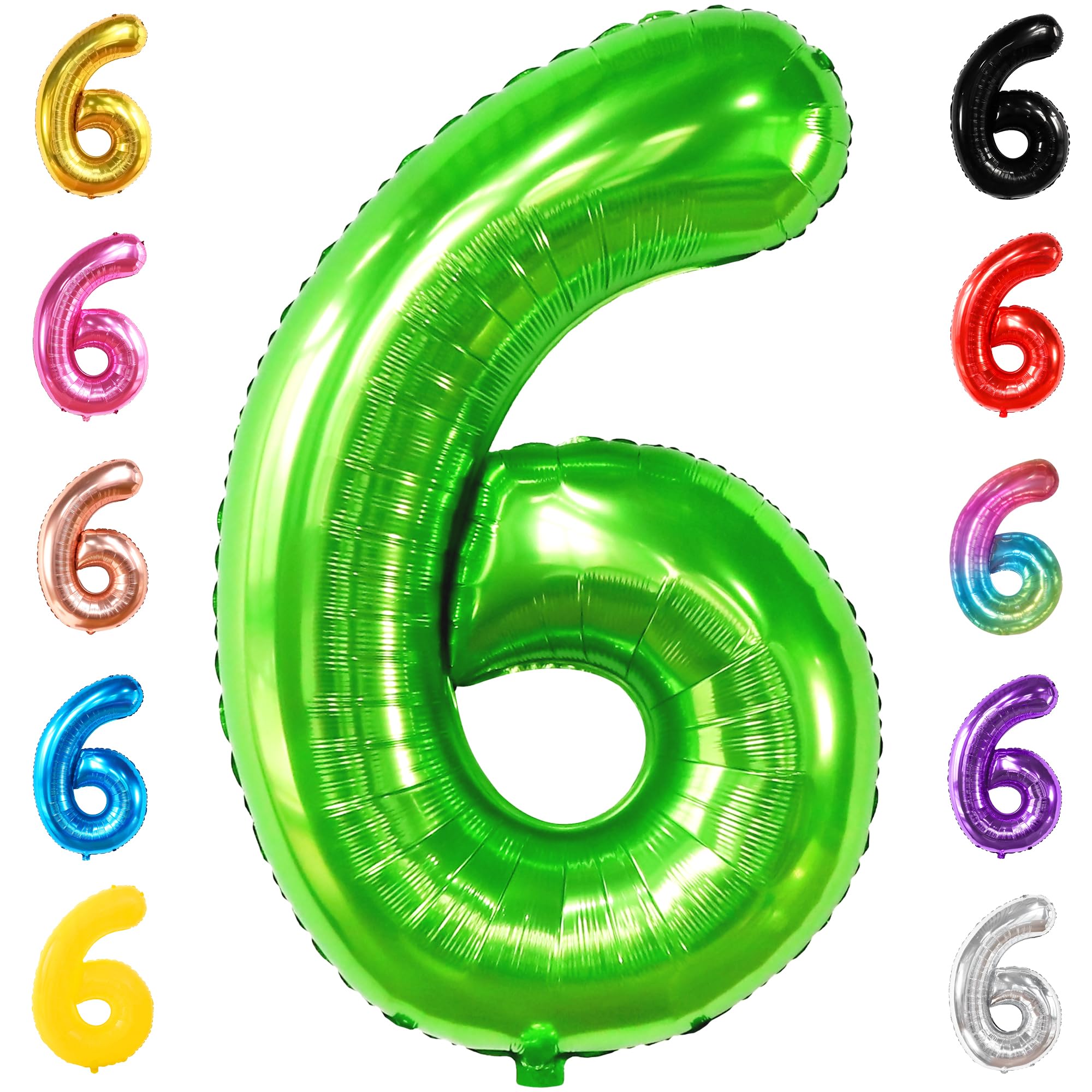 KatchOn, Giant Light Green Number 6 Balloon - 40 Inch | 6th Birthday Balloon for 6th Birthday Decorations | 6 Balloons for Birthday | 6 Year Old