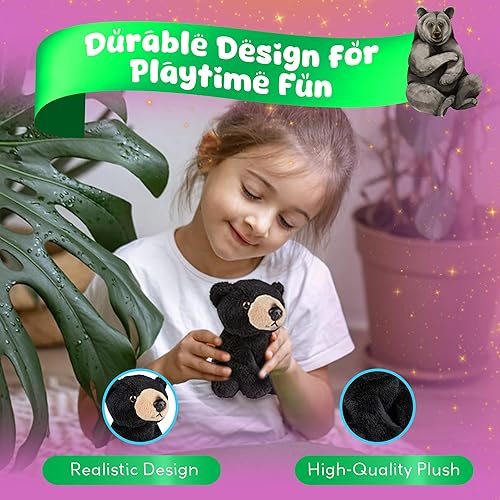 Miniatura 7 de Forest & Twelfth Oso negro de peluche de 5 pulgadas, juguete de peluche suave, lindo animal de peluche para niños y niñas, pequeños animales de