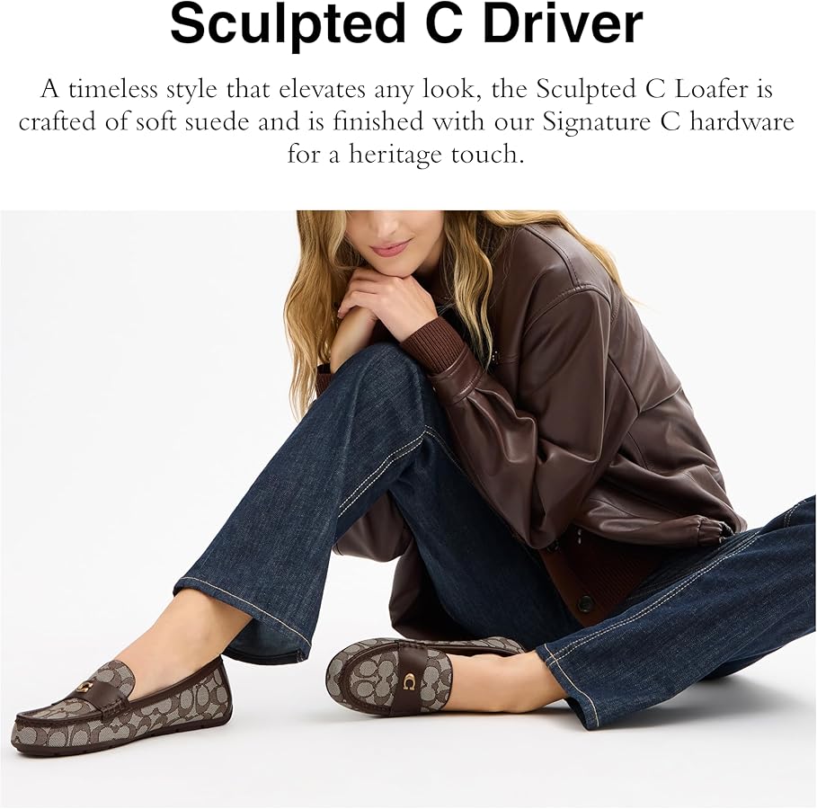 Amazon.com | COACH Sculpted C Driver in Signature Jacquard | Flats
