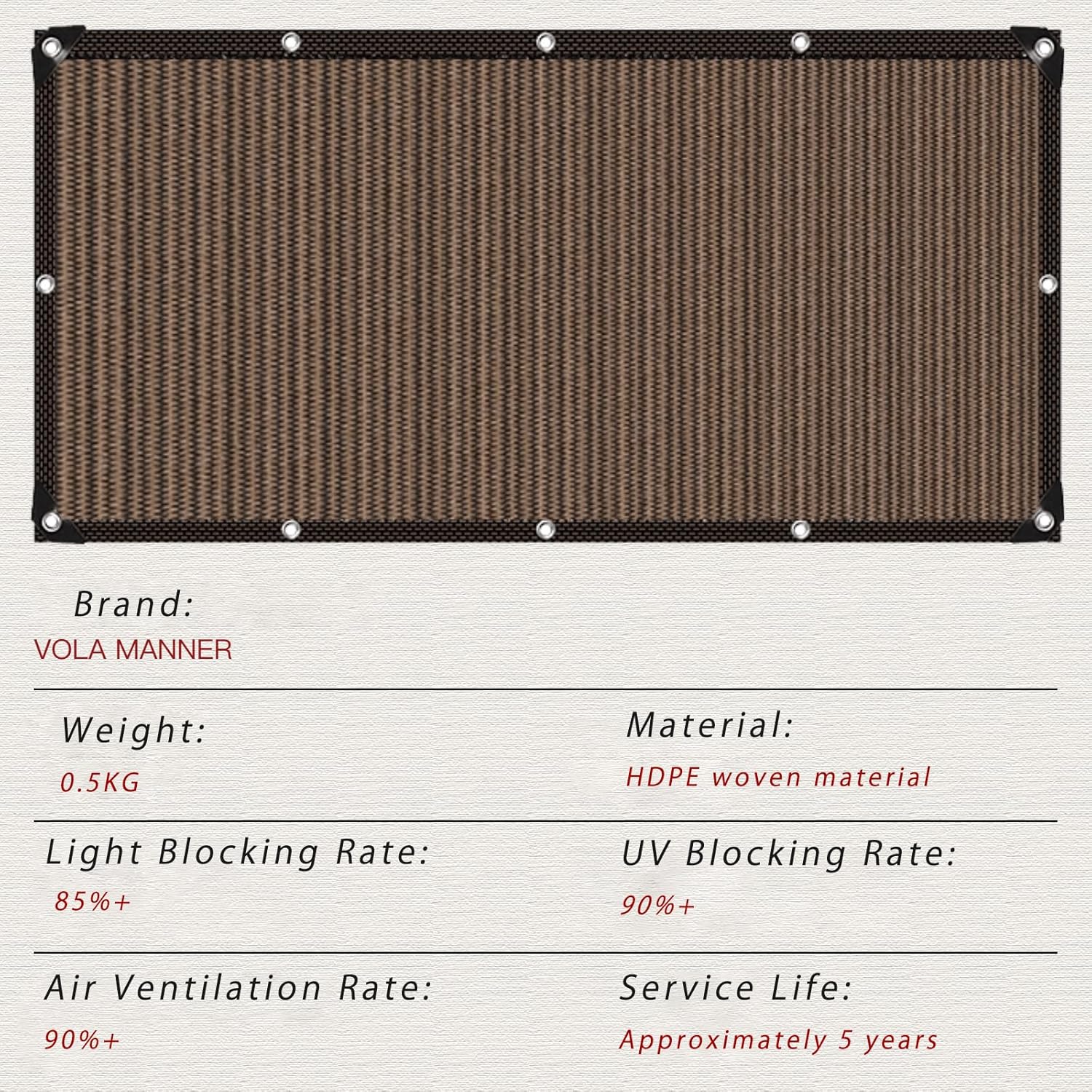 Sun Shade Cloth, Pergola Shade Cover Canopy with Grommets, Sun Screen Fabric Tarp for Patio, Outdoor, Garden (2, Mocha, 3.3x10FT)