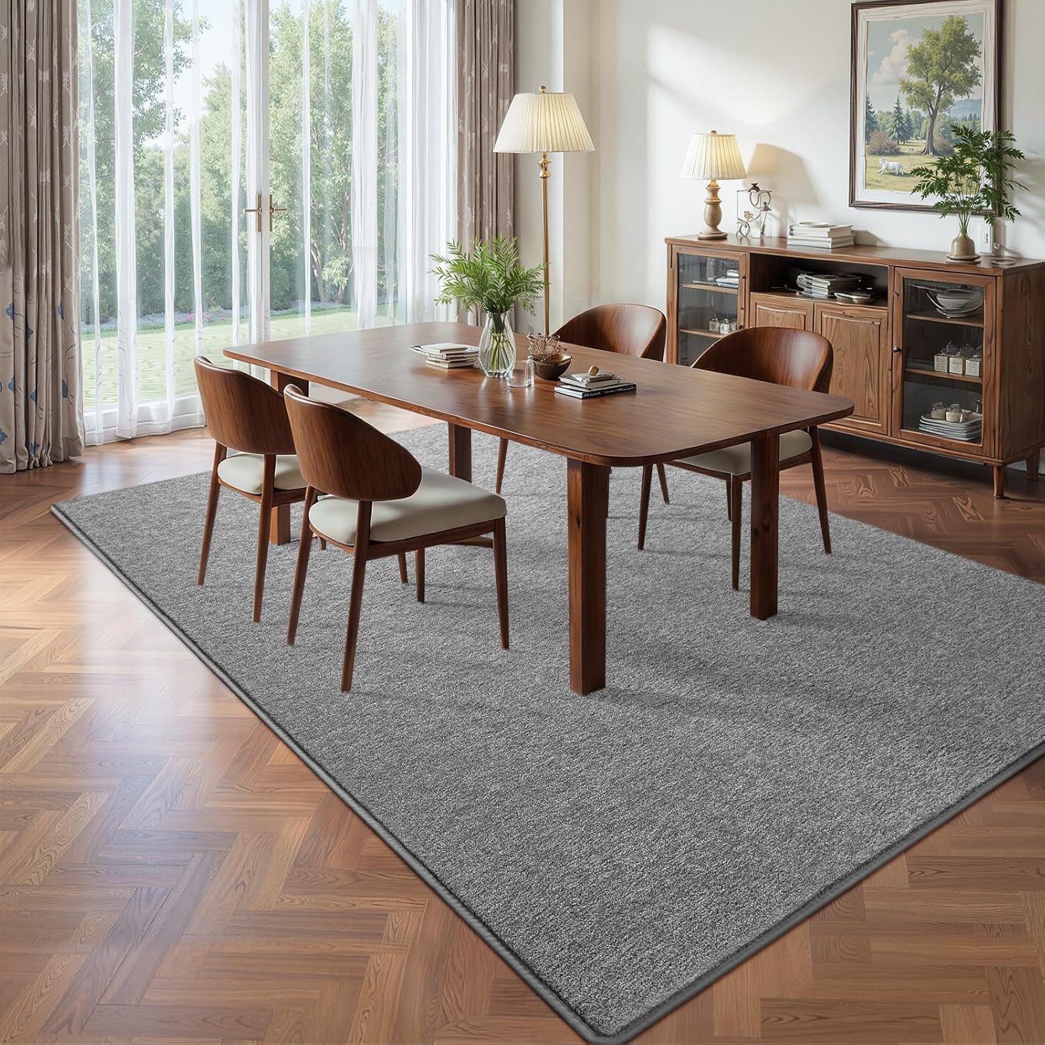 Pettop 5x7 Grey Area Rugs for Living Room Bedroom, Thickened Memory-Foam Throw Carpet, Modern Minimalist Super Soft Kids Boys Girls Rug, Non-Slip and Washable Carpets for Dorm Home Decor, Gray