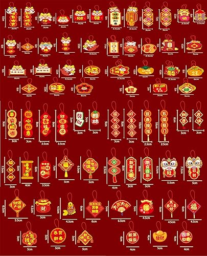 Miniatura 4 de 72 piezas de decoraciones de año nuevo chino 2024, adornos de año nuevo chino, adornos colgantes de nudo chino, adornos colgantes de año nuevo chino