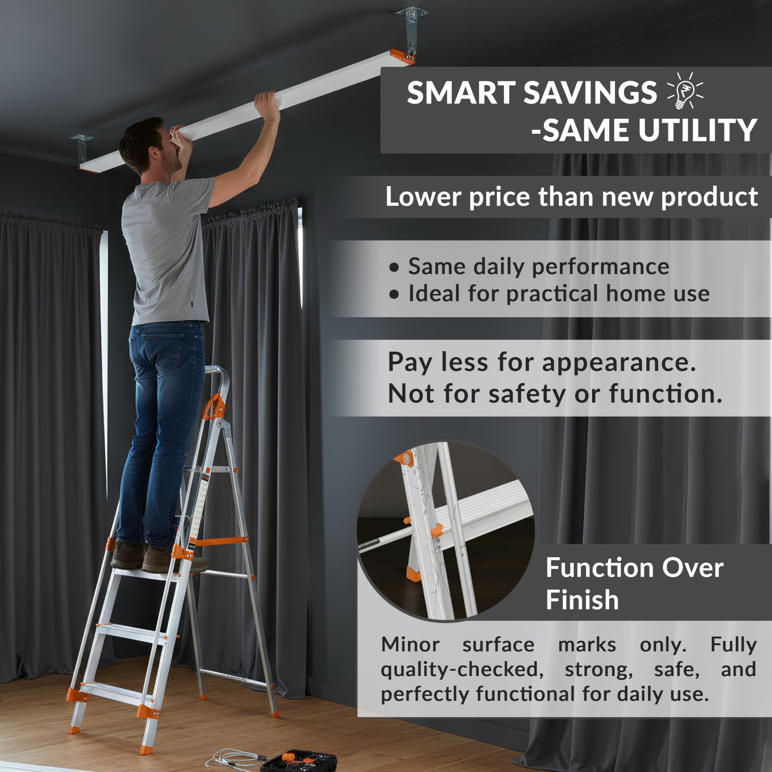 Plantex 5 Step Ladder - Aluminium, Anti-Skid -5