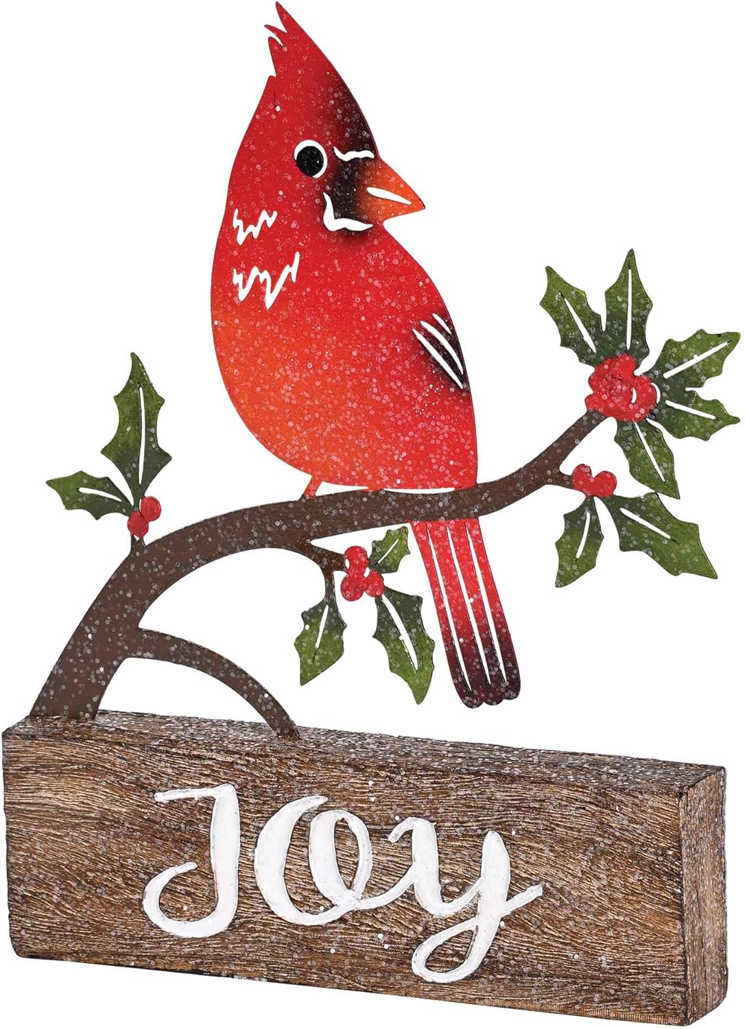 Dicksons Christmas Tabletop Figurine Festive Holiday Décor 8 x 10.5 Inch Resin and Metal Cardinal Bird Joy