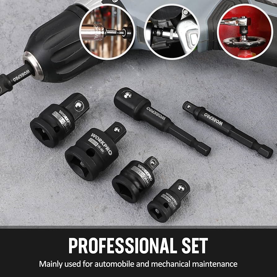 WORKPRO 7 Pieces Impact Socket Adapter Set, Includes 3