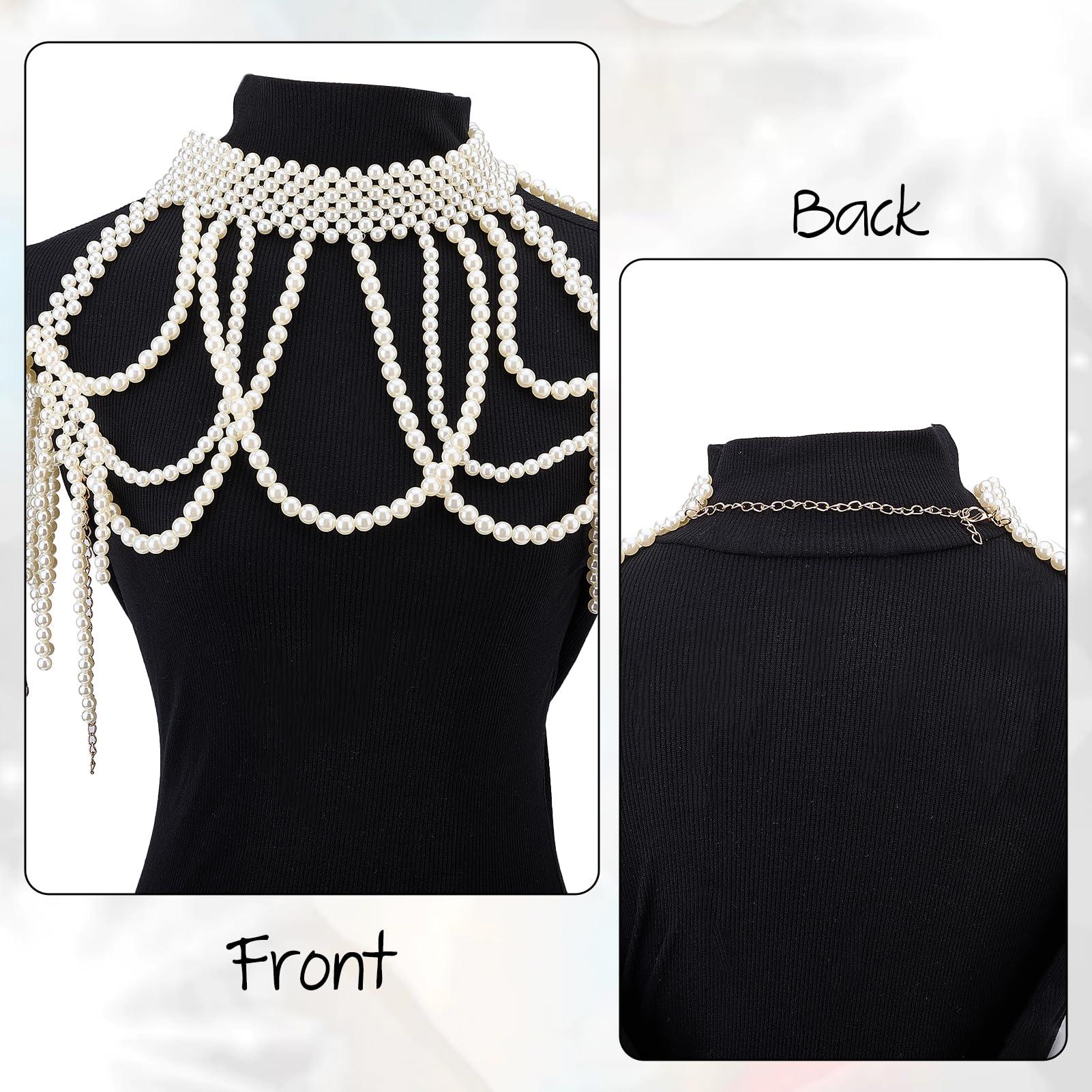 Collares de Perlas para el Hombro de NICENEEDED, Cadena para el Hombro Y la Espalda para Novia, Estilo Bohemio, con Múltiples Capas, Joyas Corporales para Playa de Verano