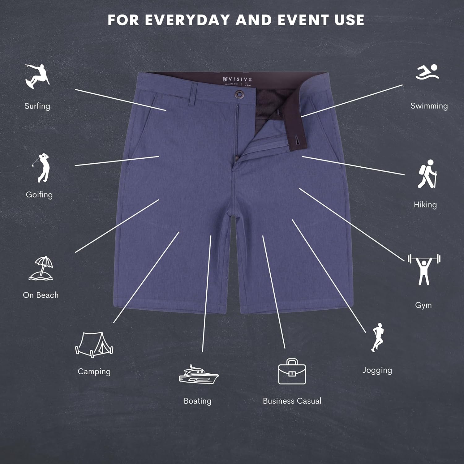 Visive Boys Hybrid Golf Shorts, Blue, Size 22-30, Modern Classic Fit, Quick Dry, 2 Pockets - Image 7