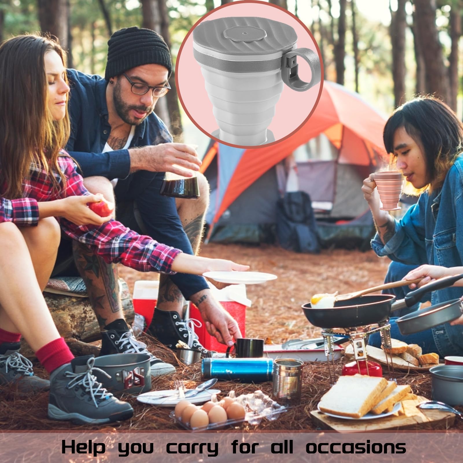 Lot De 2 Tasses à Café Pliables En Silicone De 220 Ml Sans FDA Et Sans BPA Avec Couvercles, Tasse Pliable Pour Eau, Café, Thé, Tasse De Voyage Pliable Pour Camping, Randonnée