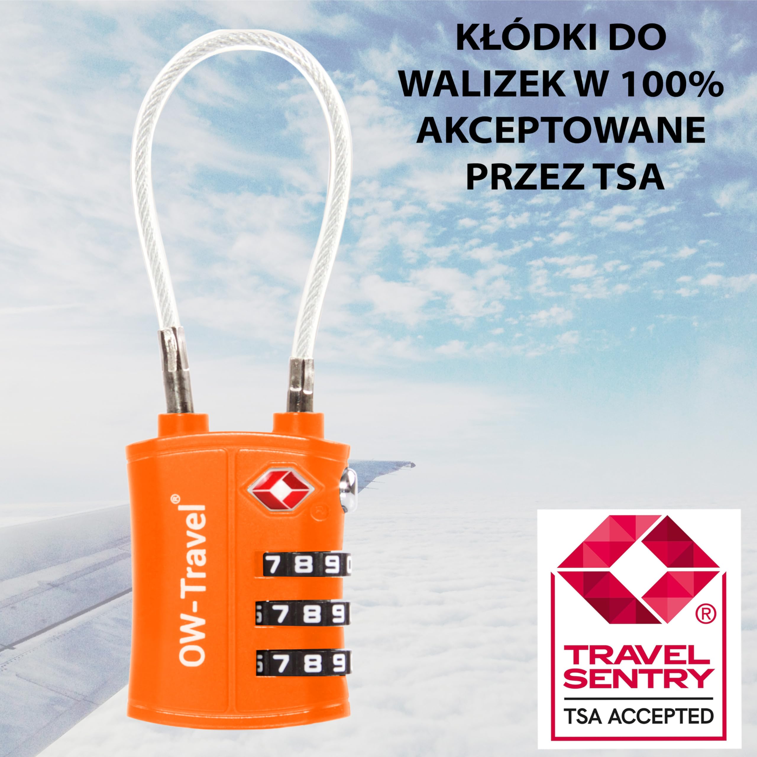 OW-Travel TSA Kłódka z Linką i Zamkiem Szyfrowym(Zestaw 2 Pomarańczowy)3 Cyfrowe Kłódki Walizkowe. Kłódka na szyfr na Plecak, Walizkę, Bagaż Kłódki Szyfrowe Bagażowe Szafek na Siłownię