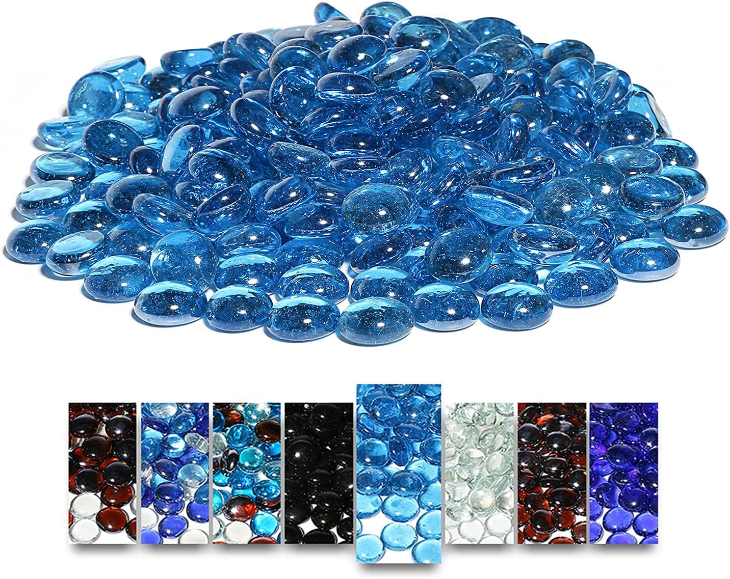 Hisencn Bundle of 1/2 inch 20 Pounds Fire Glass Beads for Fire Pit, Fireplace, Fire Bowls, High Luster Tempered Glass Rocks Pebbles, Decorative Vase fillers