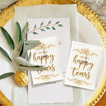 100 Pack For Your Happy Tears Wedding Tissues for Guests 3 Ply Pocket Size, Individual Travel Facial Tissue Packs for Wedding Party Favors(Classic)