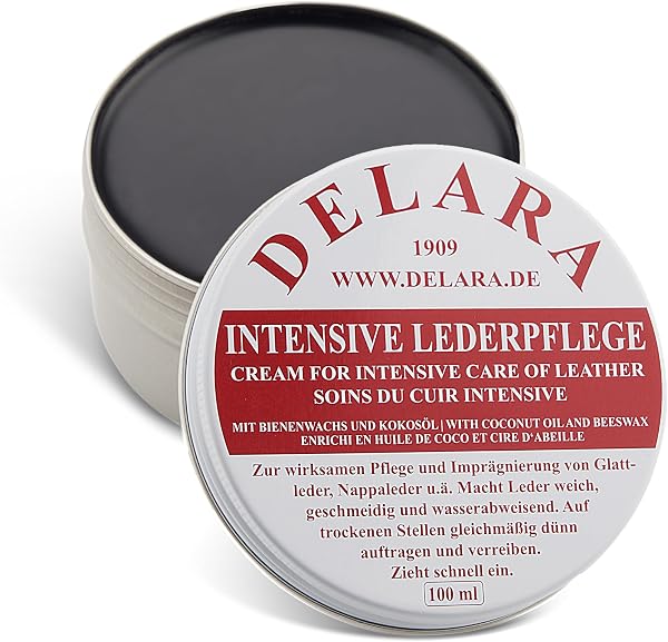 DELARA Entretien intensif du cuir, incolore, 100 ml - Imprègne et protège le cuir très efficacement, nouvelle formule à base d'huile de coco et cire d'abeille de haute qualité - fabriqué en Allemagne - 4