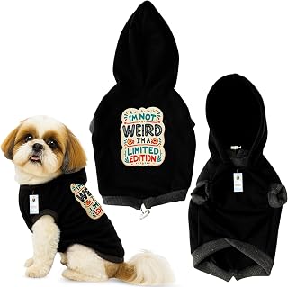 Foodie Puppies Dog Warm Winter Jacket - (Black, Printed Hoodie, 12 Inch) for Puppies | Ultra Warm Windproof Coat | Washabl... Price In India