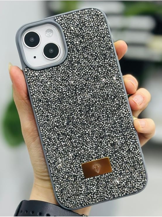 Go Aksesuar Iphone 13-14 ve 15 ile Uyumlu ELMASTasarımlı Taşlı Işıltılı Parlak Pırlanta Silikon Kılıf