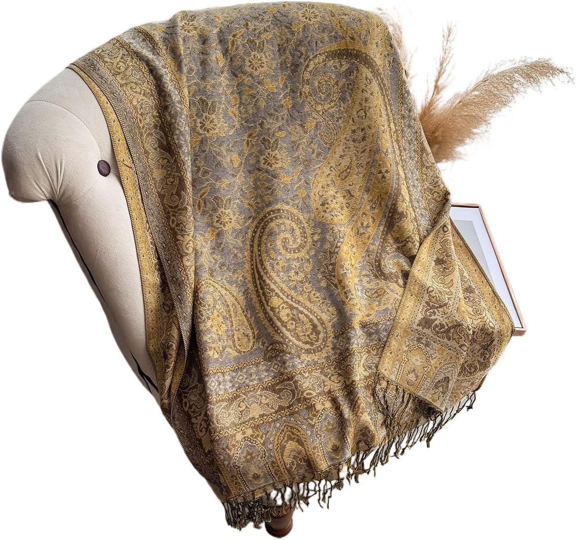 Classic popular print hanging beard fringed warm women's imitation cashmere scarf fashionable and elegant shawl