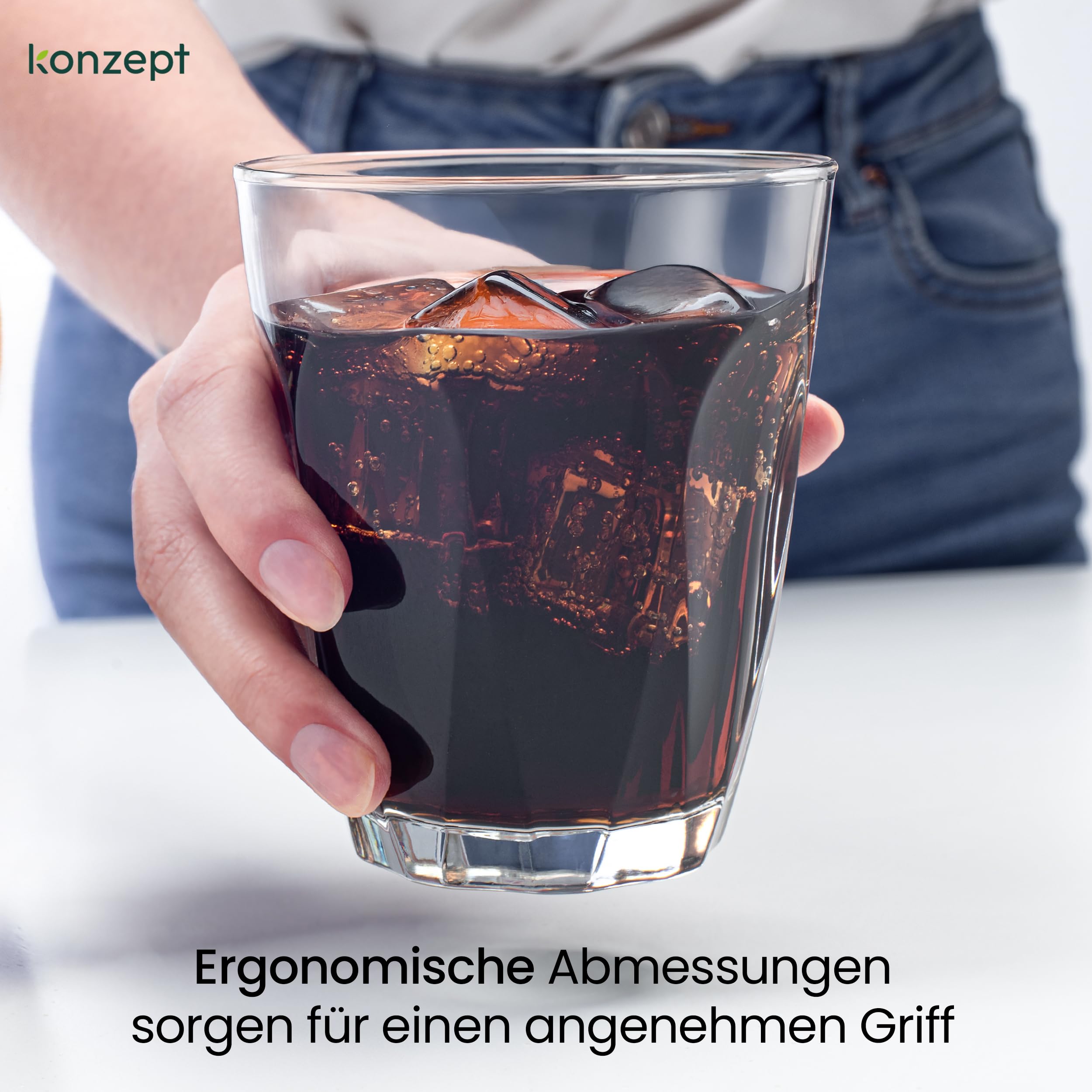 KONZEPT Set 6 Bicchieri Impilabili In Vetro 200 Ml, Per Acqua, Cocktail E Succhi, Lavabili In Lavastoviglie, Fatti In Europa