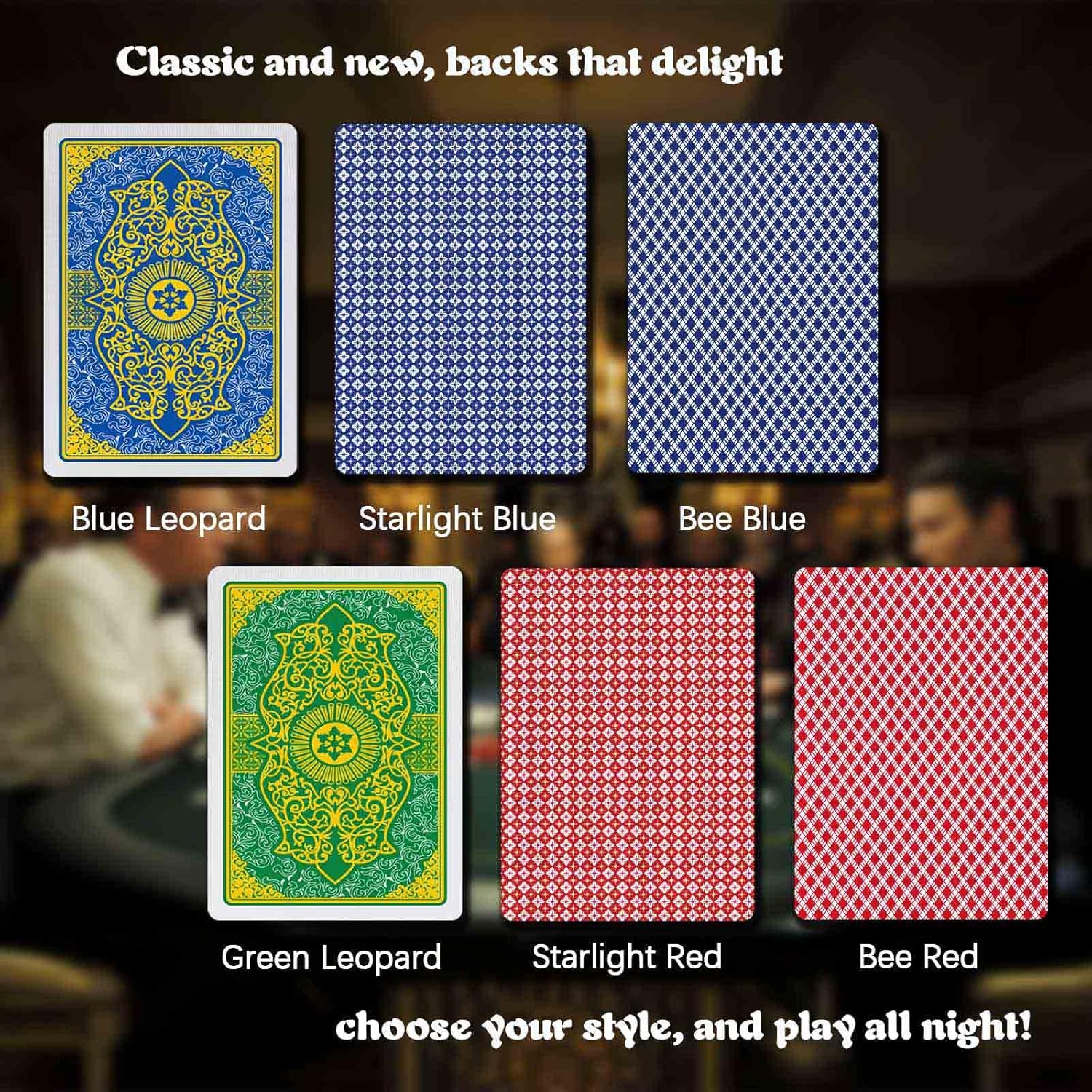 Ben Niu 100% Plastic Playing Cards with 1 Black Cut Card, Professional Casino Grade Poker Cards, Thickened Waterproof Jumbo Index, Blue Bee Pattern Back with Double-Sided Linen Finish