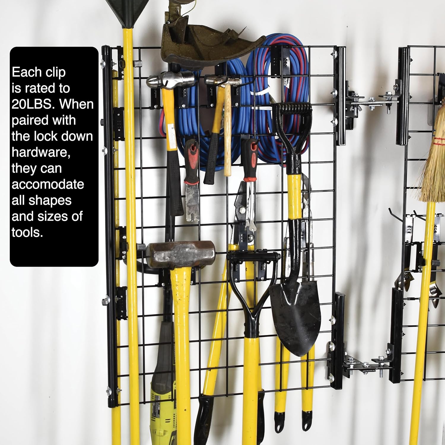 Wall Mounted Pivoting Garage Organizer Panel, 22 Piece Kit (Double Panel)