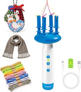 Caydo Cord Maker & Fringe Twister Machine, Rechargeable & 2-Speed Adjustable, Portable Cording Maker Tool Electric Yarn Twister for Needlepoint, Macrame, Scarves, Blankets, Tassels, Knitting Kit