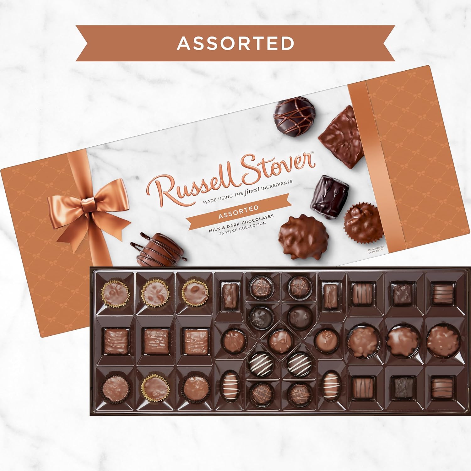 RUSSELL STOVER Christmas Assorted Milk & Dark Chocolate Candy WOW Gift Box, 20 oz.