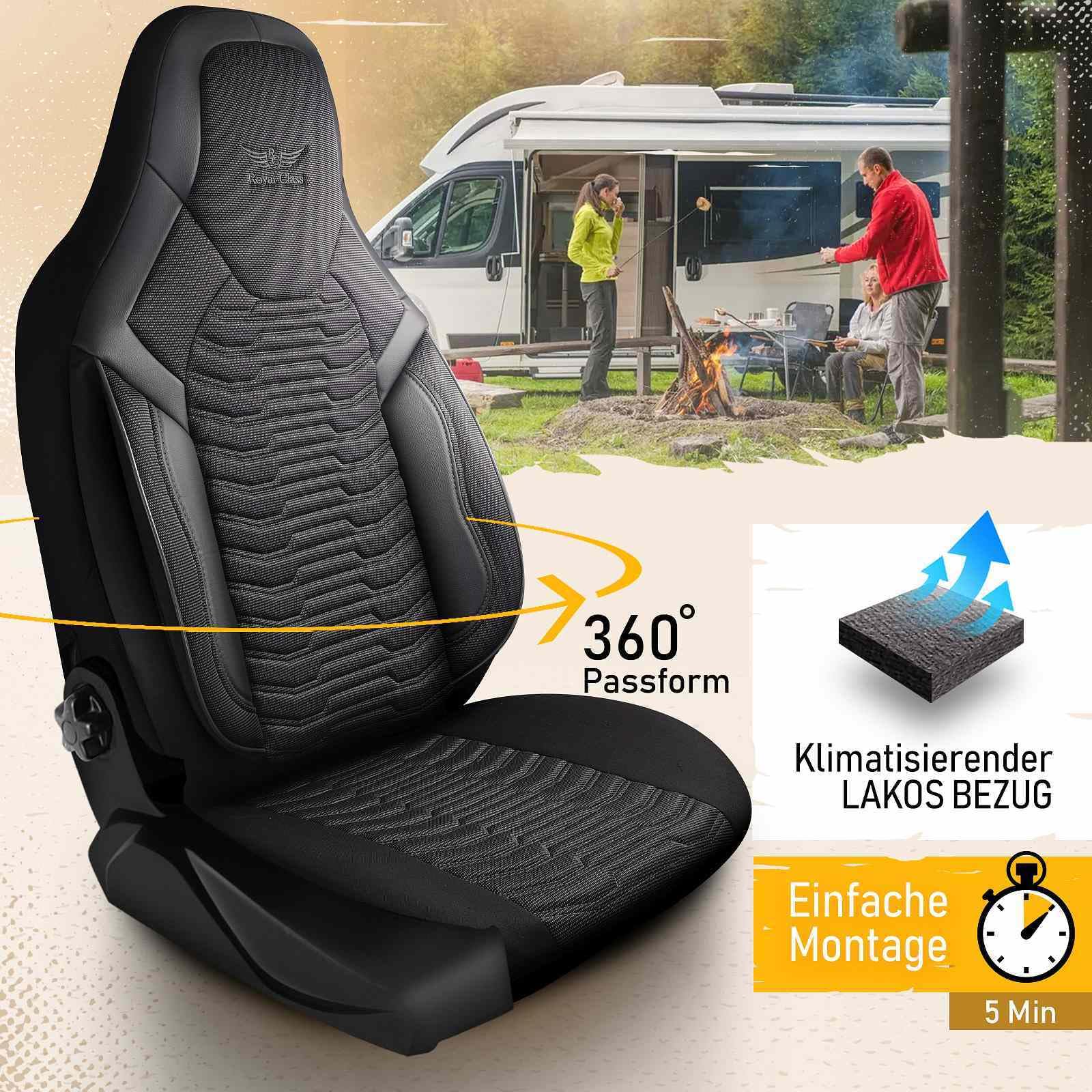 RC Royal Class Sitzbezüge passend für Carado Wohnmobil (Schwarz) 1053P003