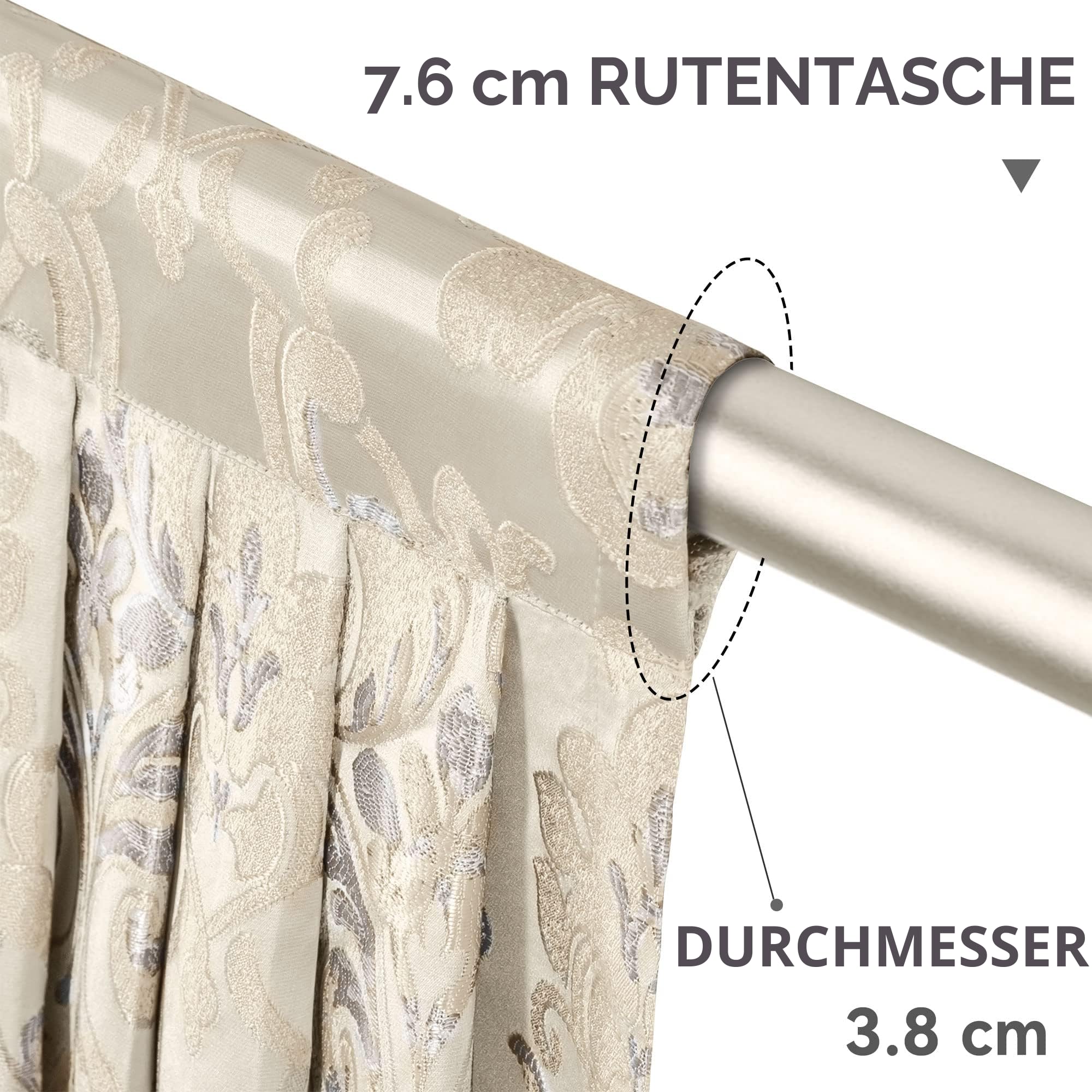Swag Volant Vorhang für Schlafzimmer Esszimmer Wohnzimmer Küche, Damast Kurzstore Waterfall Volant-Vorhang für Fenster (Breite 150cm, Beige)