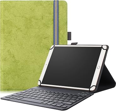 Neezee for 2-in-1 Case with Keyboard for Azeyou 11 Inch Tablet, Universal Slim Protective Folio Cover Green, Azeyou 11 Inch Tablet