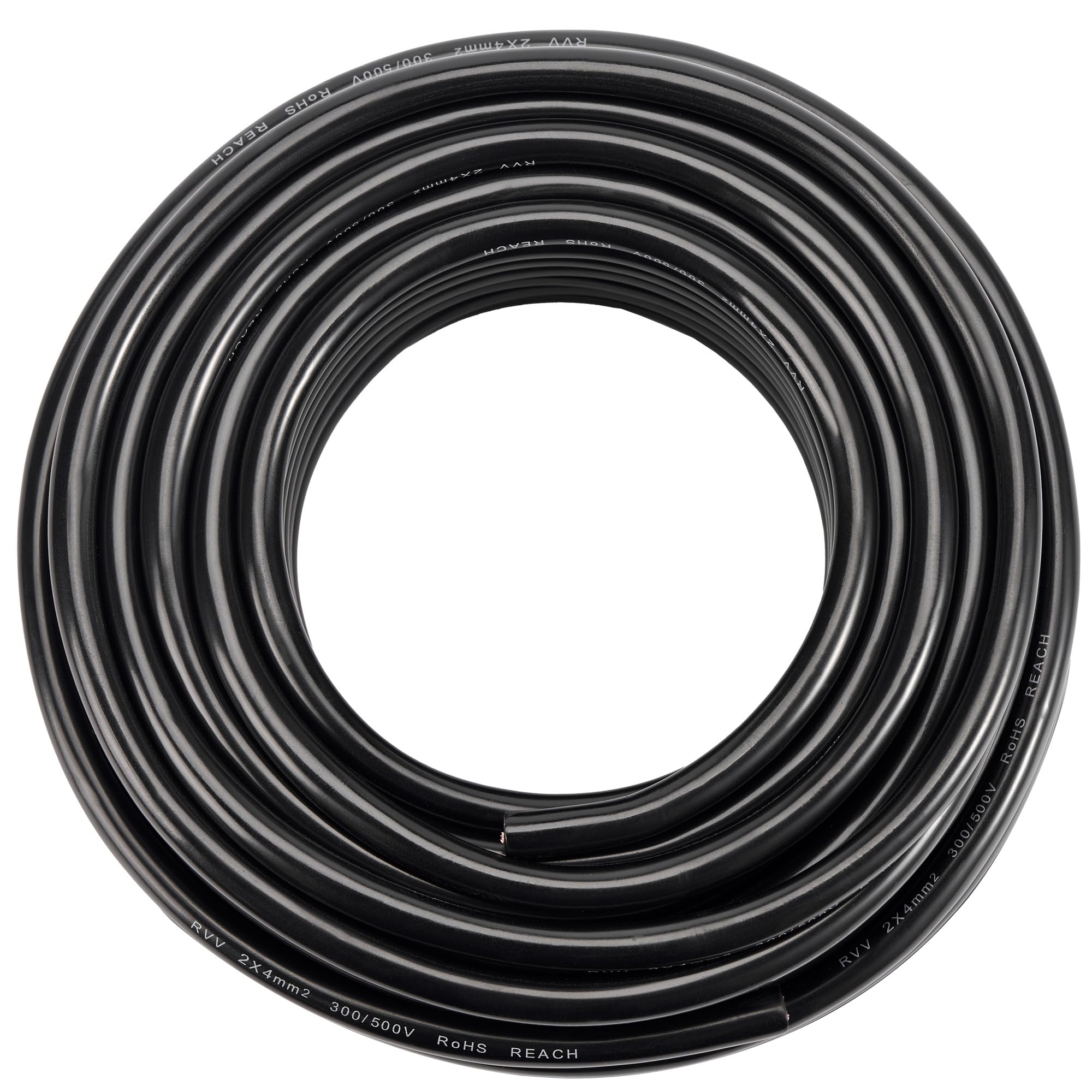 2 polig Rundkabel für Anhänger 2x4,0mm² - 20M Anhänger Verlängerungskabel Kupfer KFZ Elektrokabel 12V/24V - Wasserfest Fahrzeugleitung PVC für RV, LED-Rücklichter, Anhängerbeleuchtung