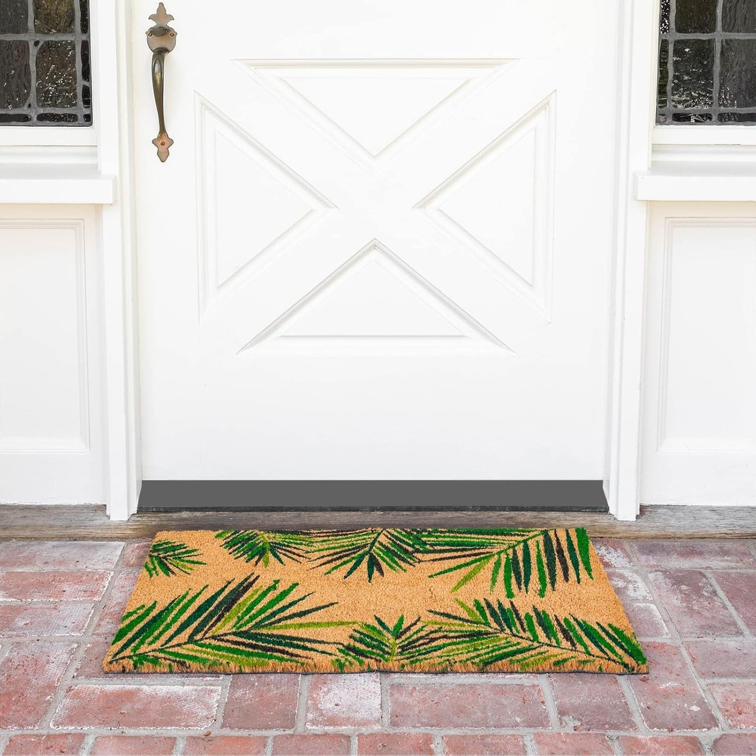 Juvale Door Mat - 30 x 17 in, Brown, Tropical Style - Outdoor Coir Doormat for Front Door - Dirt-Scraping Welcome Mat