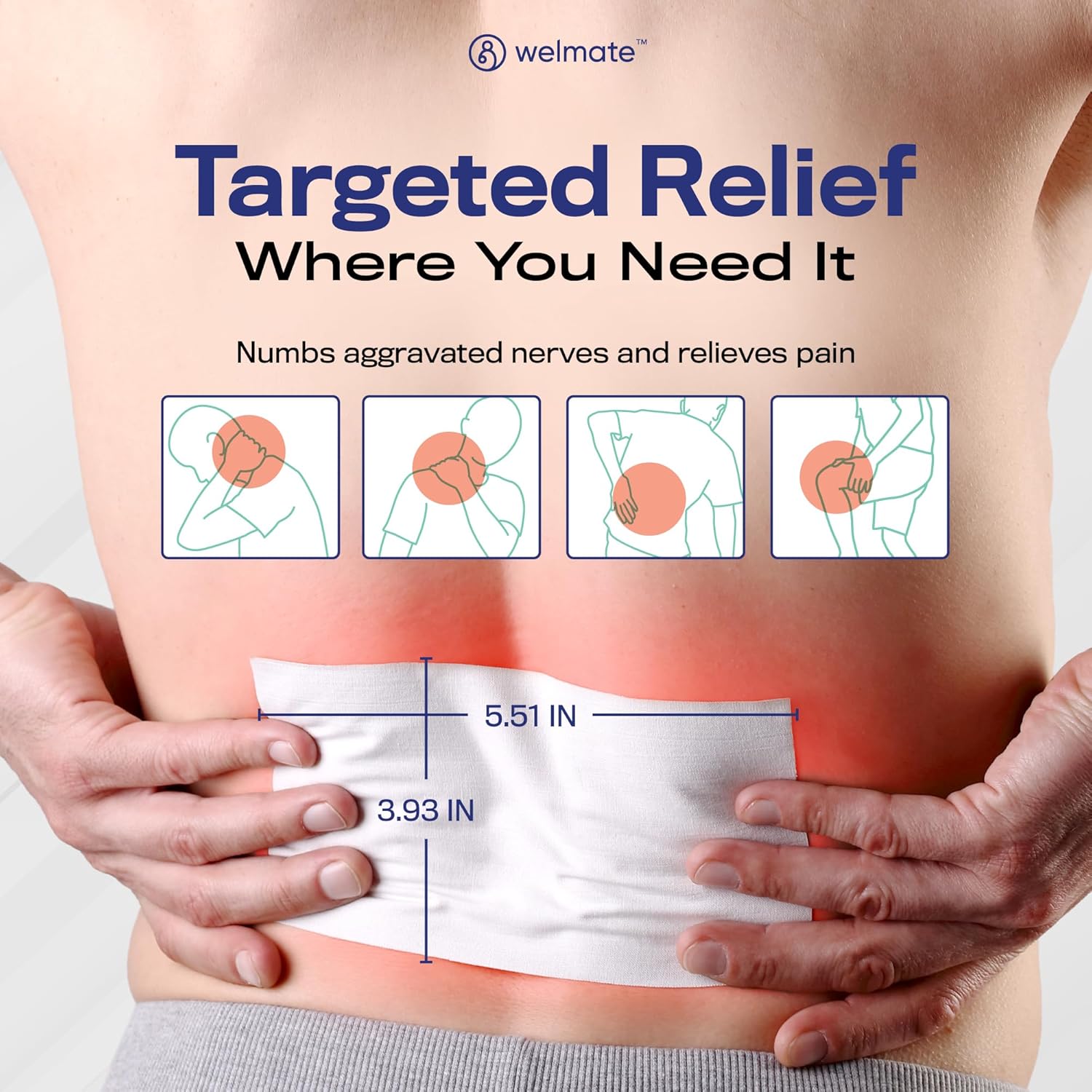 WELMATE Pain Patches Maximum Strength Lidocaine 4% Topical Numbing Analgesic – Lidocaine Patches for Nerve & Back Pain Relief, Sciatica, Neck Muscle Strain, Knee, Shoulder Joint, Hip, Foot (40ct)