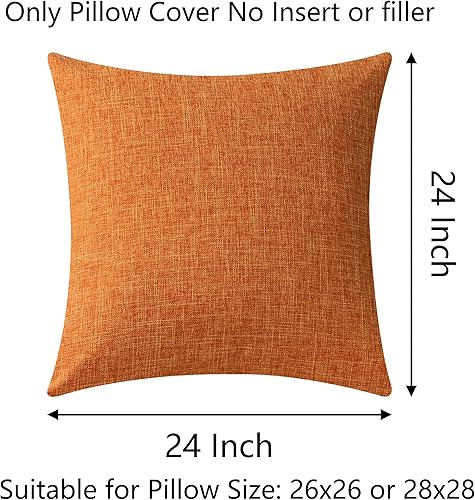 Miniatura 3 de Demetex Juego de 2 fundas de almohada decorativas de otoño de 24 x 24 pulgadas, almohadas de lino suave con textura para cama, sofá, sala de estar,