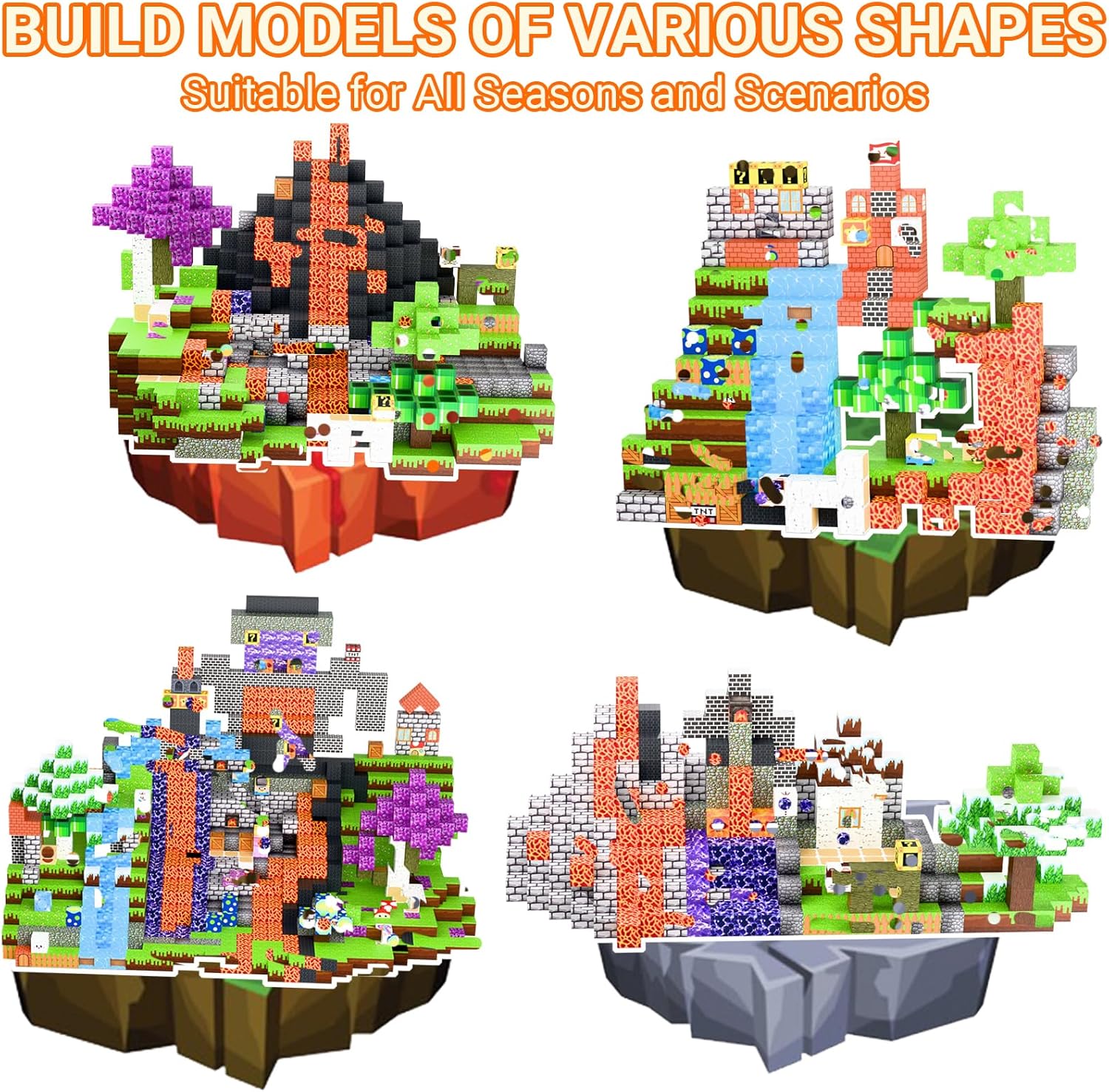 300 PCS Magnetic Blocks, Magnetic Cubes, Building Construction Toys for Kids Over 3 Years STEM Montessori, Boys and Girls Christmas Birthday Gifts, Magnet Blocks