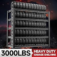 Vista 4 de 5-Tier 60”W x 24”D x 78”H Garage Shelving Adjustable Metal Storage Shelves 3000LBS Garage Shelving Heavy Duty Utility Shelf Unit Storage Racks for