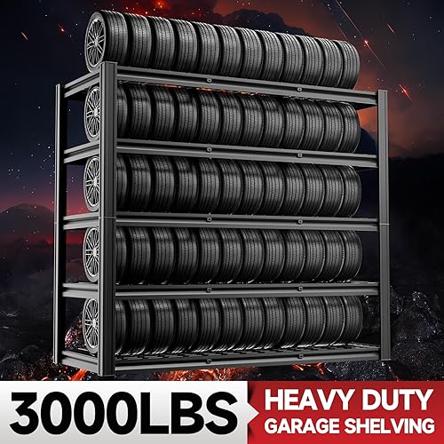 Miniatura 4 de Estantería de garaje de 5 niveles, 60 pulgadas de ancho x 24 pulgadas de profundidad x 78 pulgadas de alto, estantes de almacenamiento de metal