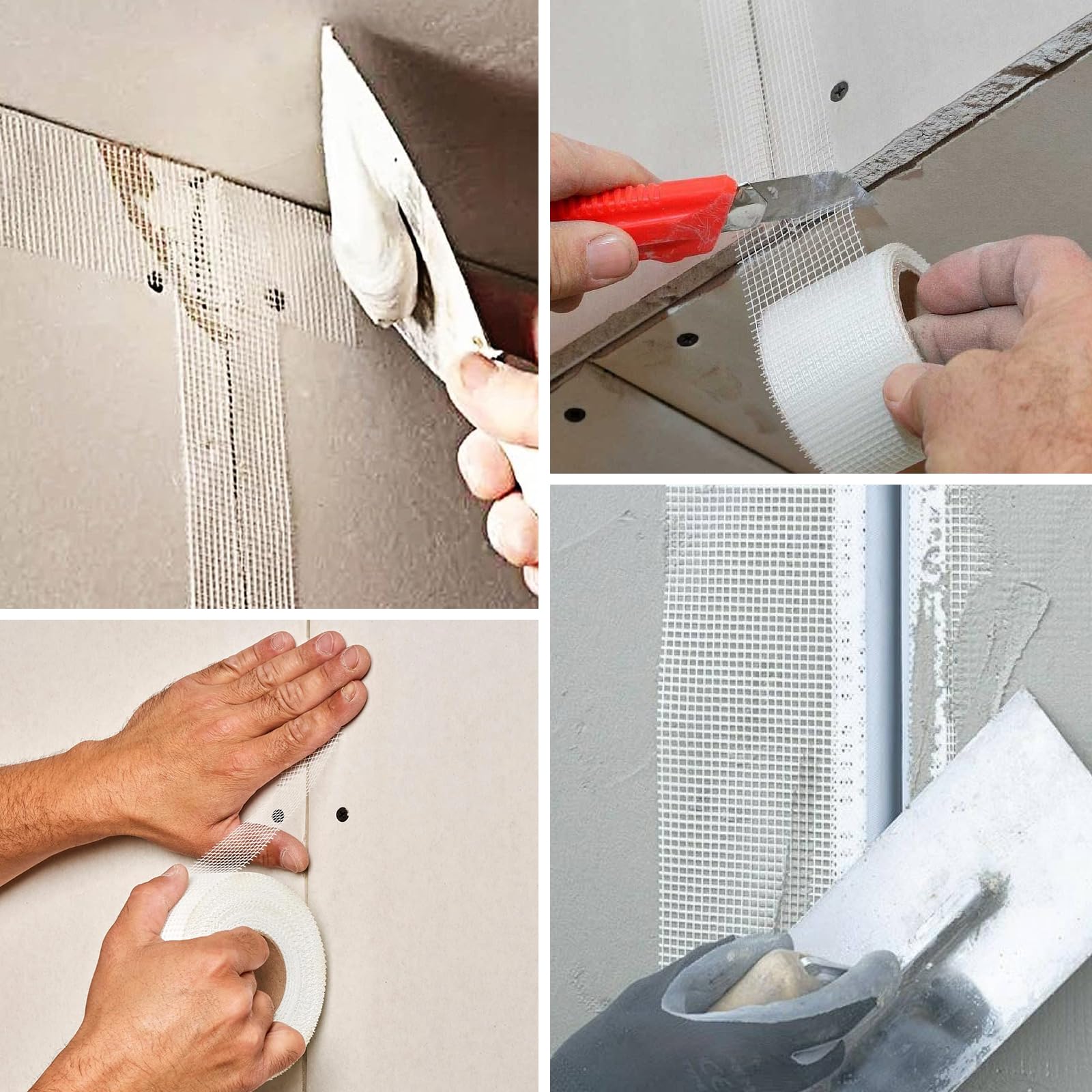 8 rotoli di nastro autoadesivo, in fibra di vetro, per lavori di riparazione e stucco, 3 misure 5 cm x 20 m, 10 cm x 20 m, 20 cm x 20 m, 20 m