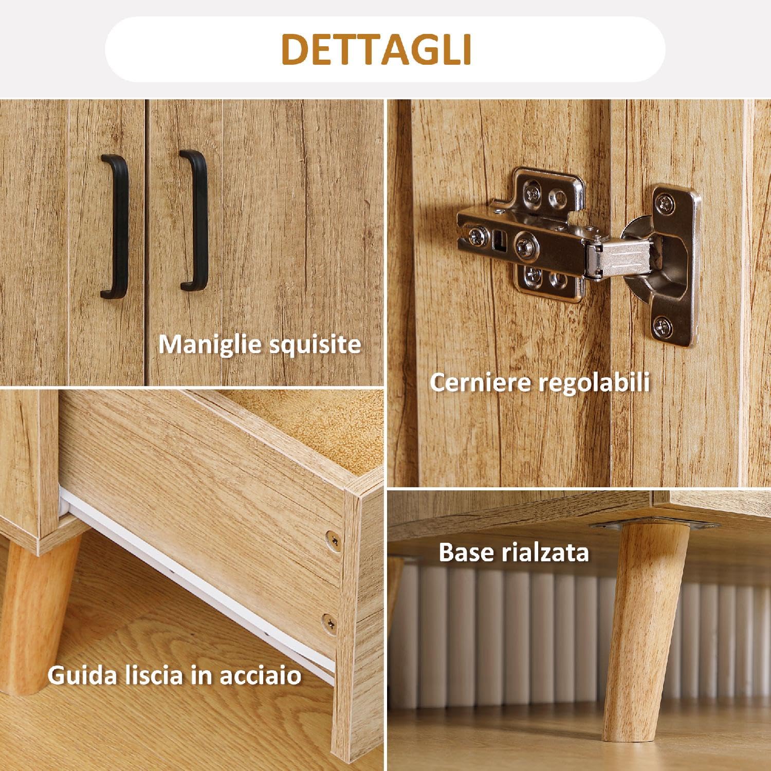 Armadio Camera da Letto Guardaroba 2 Ante Battenti e 2 Cassetti con Asta Appendiabiti 80x54x180 cm Legno