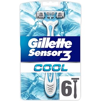 Gillette Sensor3 Cool Disposable Razors / 3 Blades for Men Pack of 6
